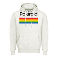 Oatmeal Heather polaroid color spectrum horizontal Zipper Hoodie - linhVisuals
