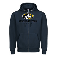 Navy michigan tech huskies Zipper Hoodie - linhVisuals