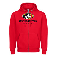 Red michigan tech huskies Zipper Hoodie - linhVisuals