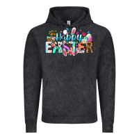 Vintage Black Happy Easter Bunny Vintage Hoodie - CowhideDigitalArt