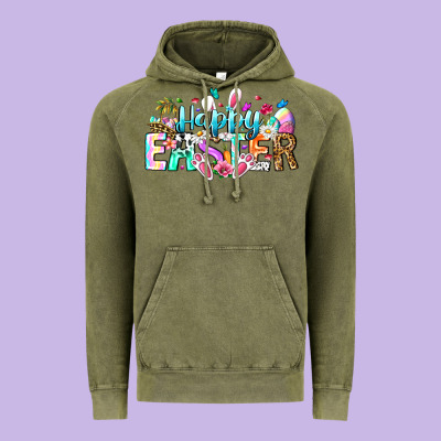 Happy Easter Bunny Vintage Hoodie Designed By Cowhidedigitalart