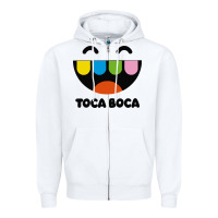 White toca Zipper Hoodie - linhVisuals