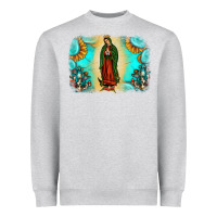 Heather Grey gemstone our lady of guadalupe Heavyweight Sweatshirt - JahusDesignShop