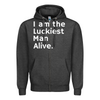 Charcoal Heather luckiest man alive Zipper Hoodie - linhVisuals