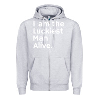 Heather Grey luckiest man alive Zipper Hoodie - linhVisuals