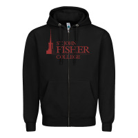 Black st. john fisher collage Zipper Hoodie - linhVisuals