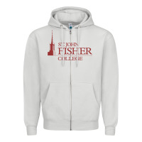 Dove Grey st. john fisher collage Zipper Hoodie - linhVisuals