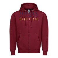 Burgundy suffolk university Zipper Hoodie - linhVisuals
