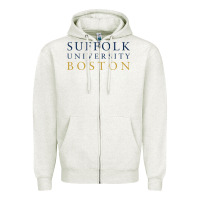 Oatmeal Heather suffolk university Zipper Hoodie - linhVisuals