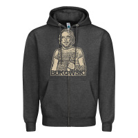 Charcoal Heather vintage charles bukowski Zipper Hoodie - linhVisuals