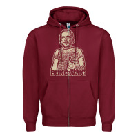 Burgundy vintage charles bukowski Zipper Hoodie - linhVisuals