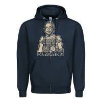 Navy vintage charles bukowski Zipper Hoodie - linhVisuals
