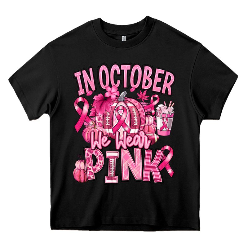 In October We Wear Pink American Football Heavy Core Tee by RanaPortraitStore | Teevron