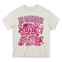 Cream in october we wear pink american football Heavy Core Tee - RanaPortraitStore