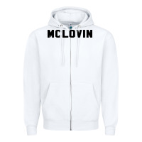 White mclovin novelty humor Zipper Hoodie - linhVisuals