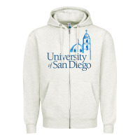 Oatmeal Heather University of San Diego Zipper Hoodie - linhVisuals