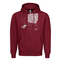 Burgundy qr code cube we are the borg Zipper Hoodie - linhVisuals