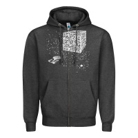 Charcoal Heather qr code cube we are the borg Zipper Hoodie - linhVisuals