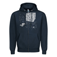 Navy qr code cube we are the borg Zipper Hoodie - linhVisuals