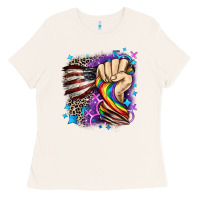 Bone LGBTQ+ and American flag Ladies Tee - FaDigitalArtStudio