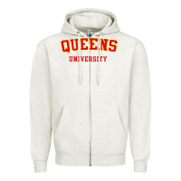 Oatmeal Heather queens university Zipper Hoodie - linhVisuals