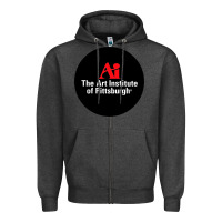 Charcoal Heather Art Institute of Pittsburgh Zipper Hoodie - linhVisuals