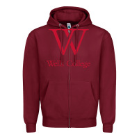 Burgundy wells college Zipper Hoodie - linhVisuals
