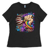 Black LGBTQ+ and American flag Ladies Tee - FaDigitalArtStudio