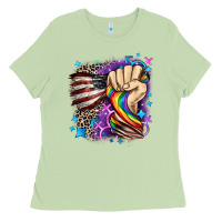 Matcha LGBTQ+ and American flag Ladies Tee - FaDigitalArtStudio