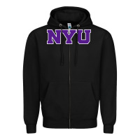 Black new york university nyu Zipper Hoodie - linhVisuals
