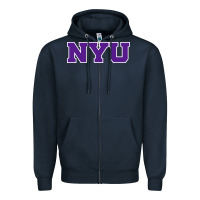Navy new york university nyu Zipper Hoodie - linhVisuals