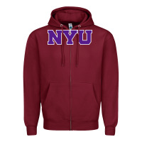 Burgundy new york university nyu Zipper Hoodie - linhVisuals