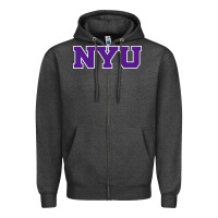 Charcoal Heather new york university nyu Zipper Hoodie - linhVisuals