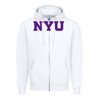 White new york university nyu Zipper Hoodie - linhVisuals