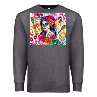 Charcoal Heather sugar skull girl Premium Sweatshirt - RanaPortraitStore