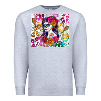 Heather Grey sugar skull girl Premium Sweatshirt - RanaPortraitStore