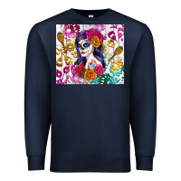 Navy sugar skull girl Premium Sweatshirt - RanaPortraitStore