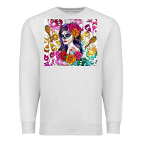 Oatmeal Heather sugar skull girl Premium Sweatshirt - RanaPortraitStore