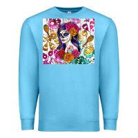 Ocean Blue sugar skull girl Premium Sweatshirt - RanaPortraitStore