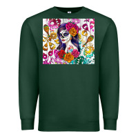 Sports Green sugar skull girl Premium Sweatshirt - RanaPortraitStore
