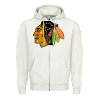 Oatmeal Heather the  blackhawks Zipper Hoodie - linhVisuals
