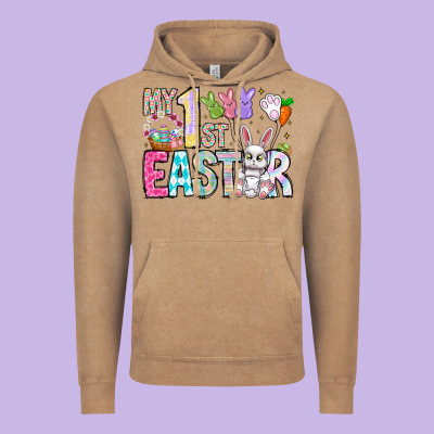 My 1st Easter Vintage Hoodie Designed By Cowhidedigitalart