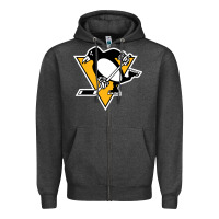 Charcoal Heather the  penguins Zipper Hoodie - linhVisuals