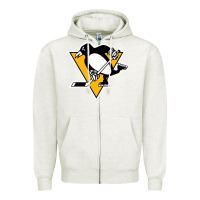 Oatmeal Heather the  penguins Zipper Hoodie - linhVisuals