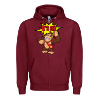 Burgundy donkey kong Zipper Hoodie - linhVisuals
