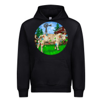 Black Christmas Charolais Bull And Barnyard Urban Hoodie - RanaPortraitStore