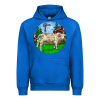 Cobalt Christmas Charolais Bull And Barnyard Urban Hoodie - RanaPortraitStore