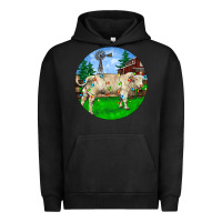 Pigment Black Christmas Charolais Bull And Barnyard Urban Hoodie - RanaPortraitStore