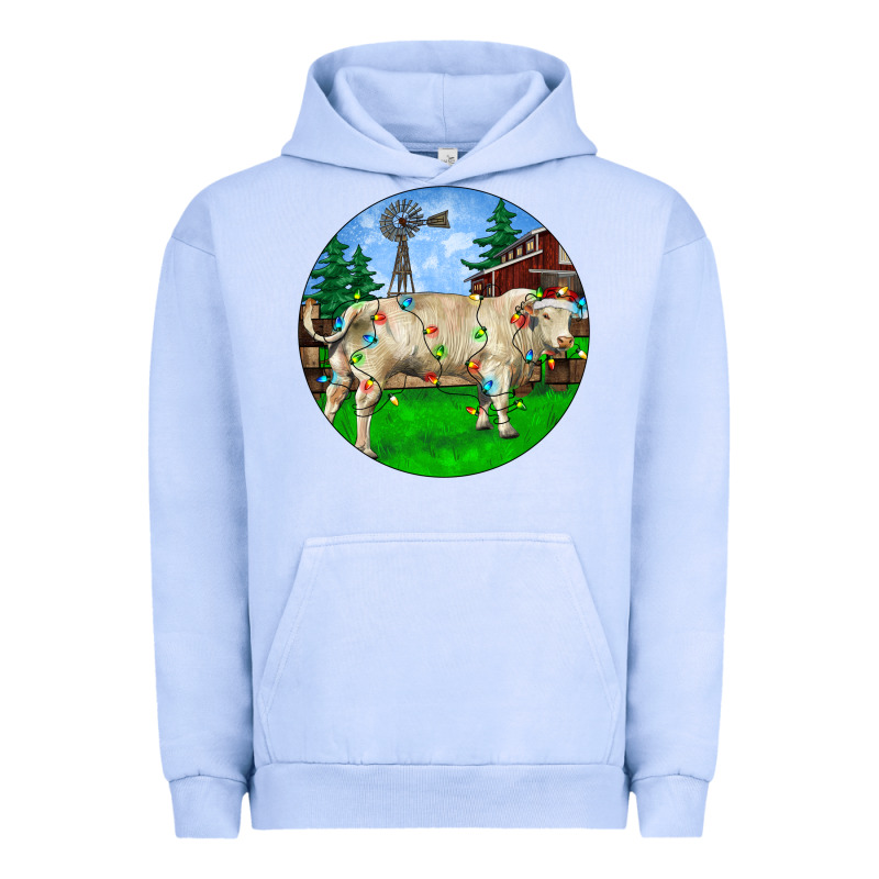 Christmas Charolais Bull And Barnyard Urban Hoodie by RanaPortraitStore | Teevron
