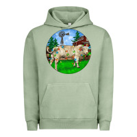 Pigment Oil Green Christmas Charolais Bull And Barnyard Urban Hoodie - RanaPortraitStore